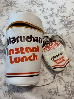 Maruchan Instant Lunch Crossbody Bag in White & Orange